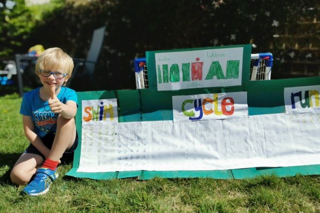 charlie completes triathlon