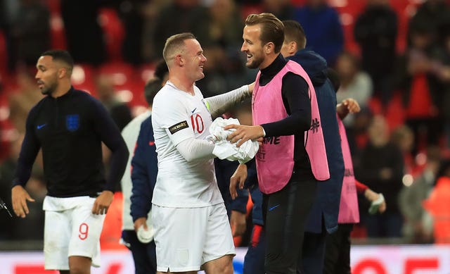Harry Kane and Wayne Rooney on England duty